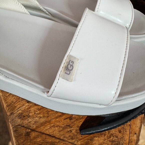 UGG Lennox White Chunky Ankle Strap Wedge Platform Sandals Womens 6 - Picture 11 of 12
